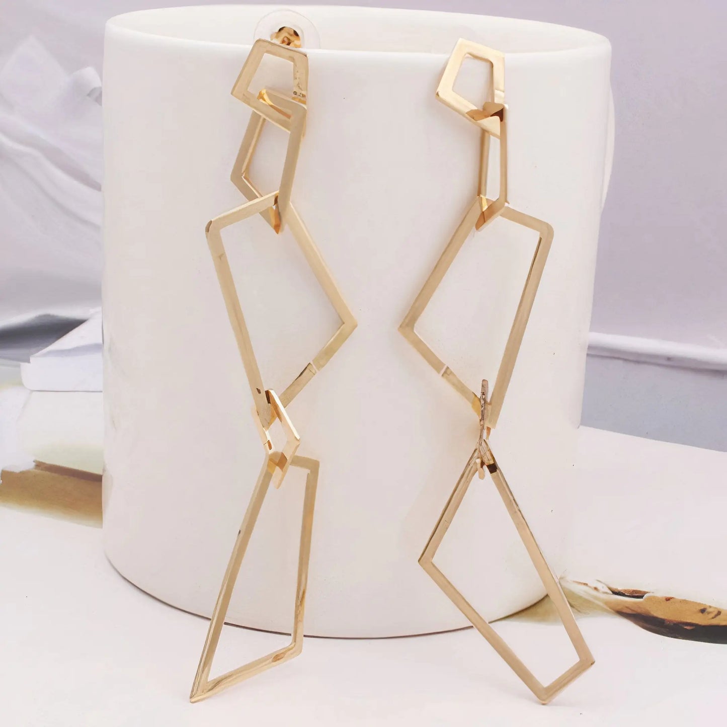 Gold Rectangle Earrings