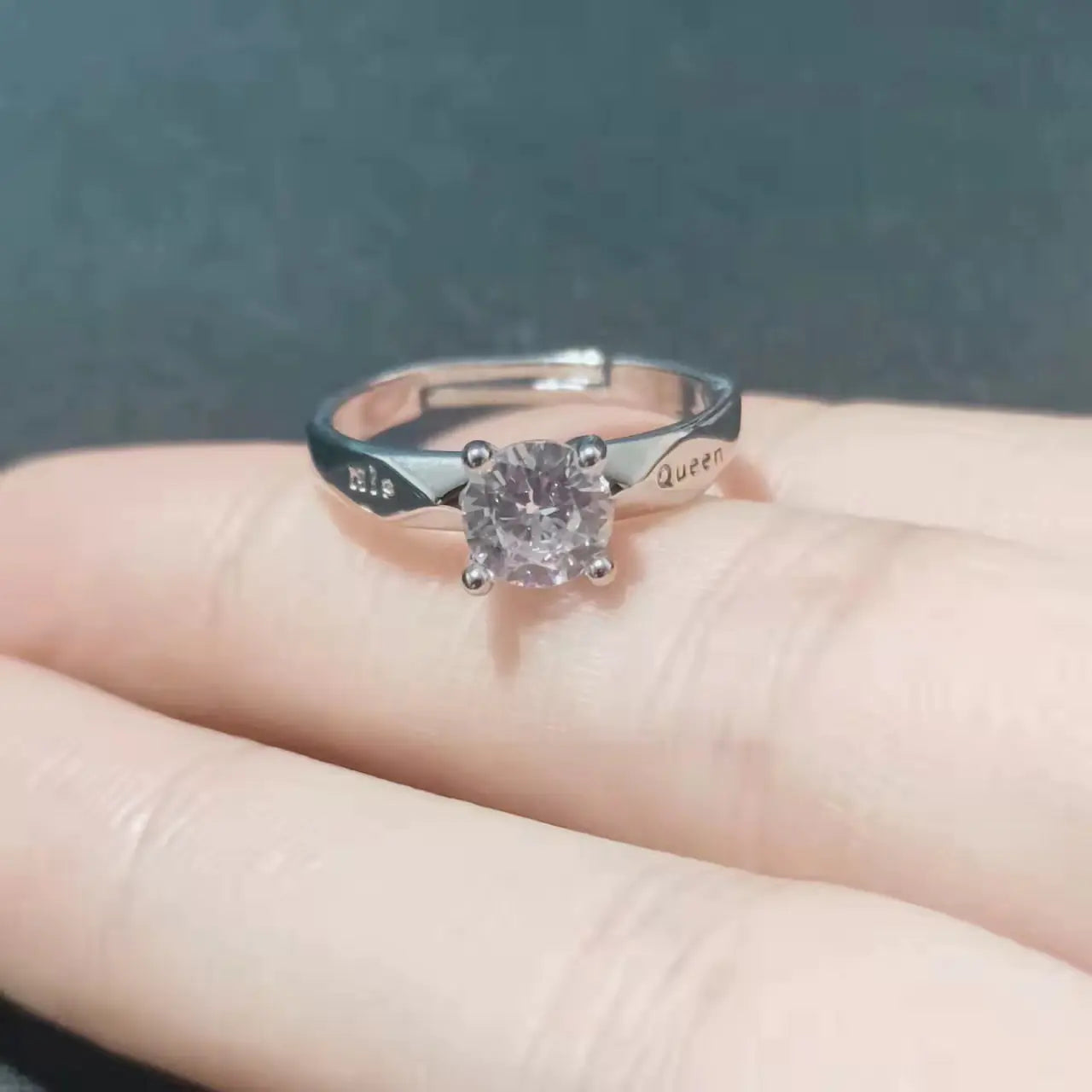 Open Design White Gold Couple Rings