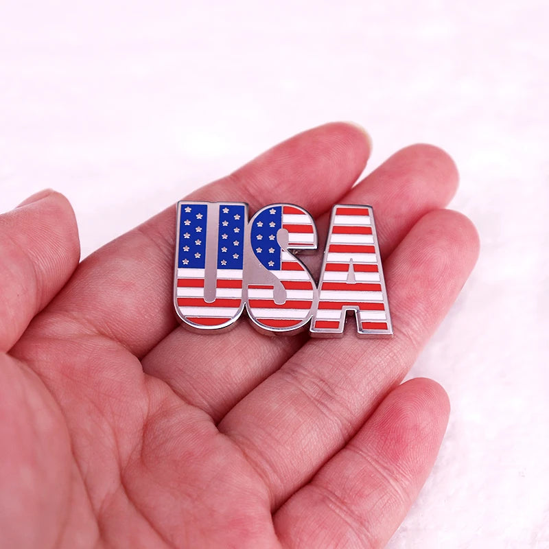 USA Enamel Brooch