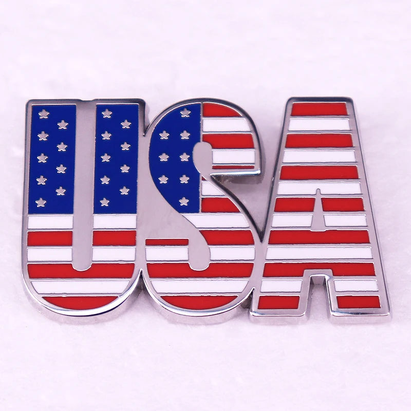 USA Enamel Brooch