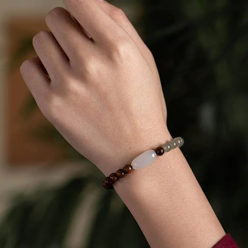 Nanmu Hand String Hetian Jade Bracelet