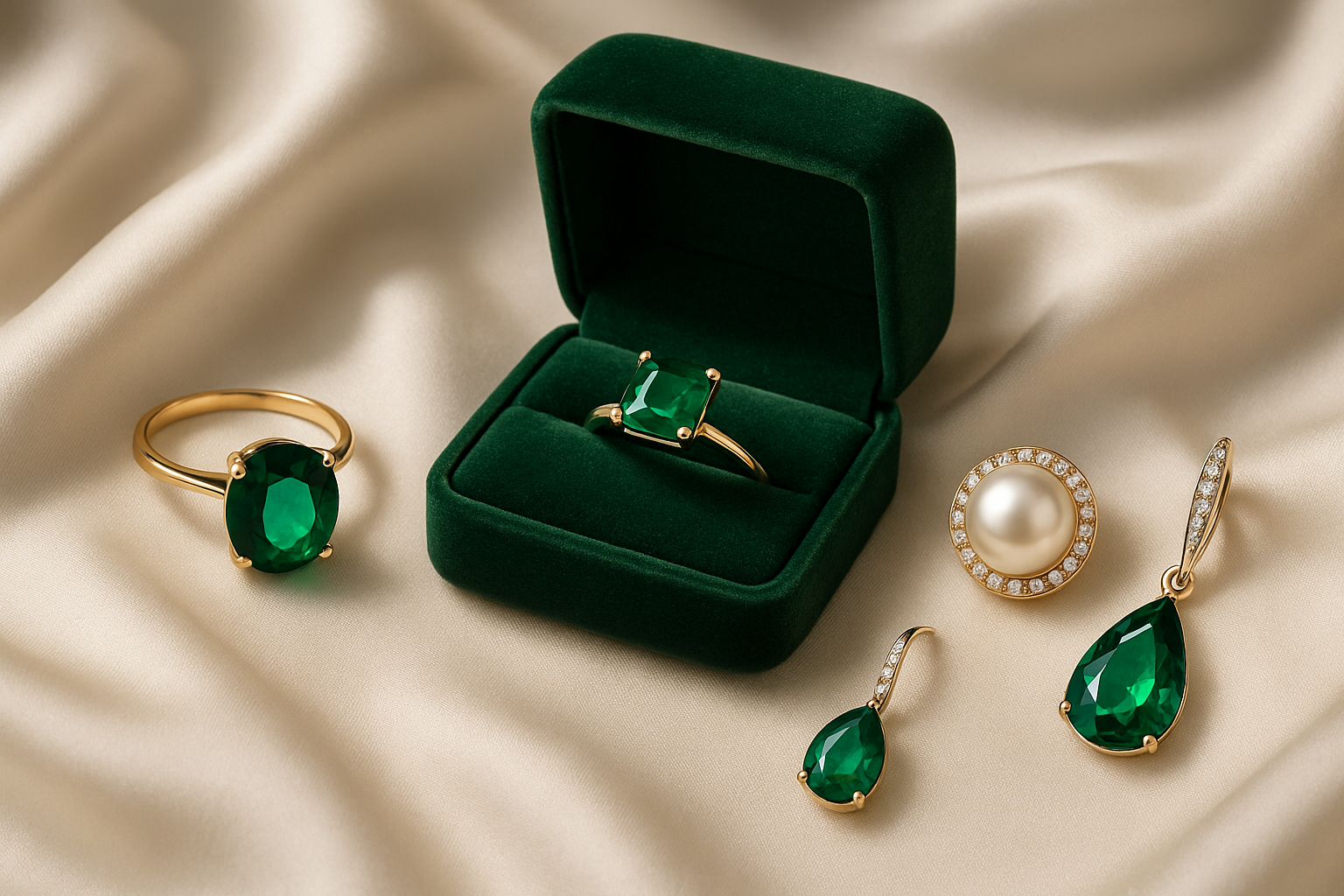 hd, jewelry, forest green and cream