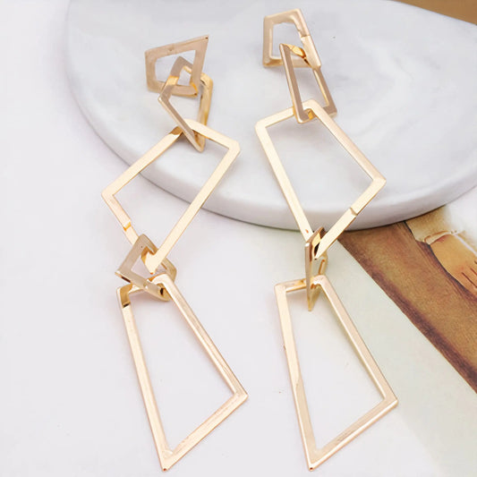 Gold Rectangle Earrings